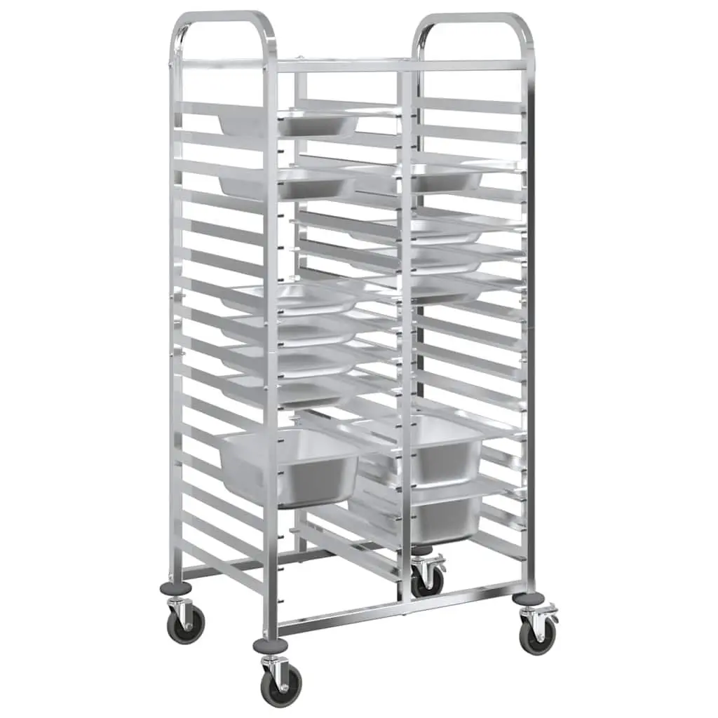 Tray Trolley Stainless Steel 32 GN Container Capacity Silver