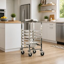 Stainless Steel Kitchen Trolley with 6 GN Container Slots 39x55x87 cm Catering
