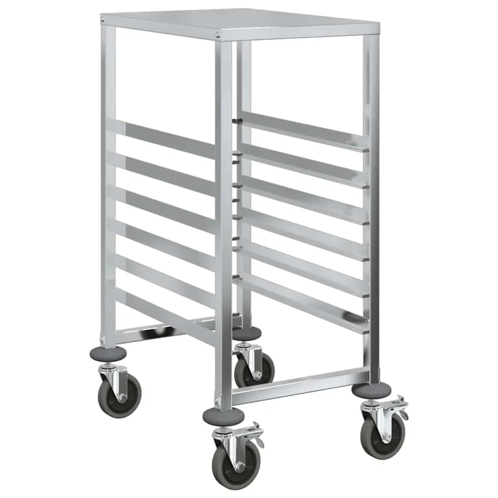 Stainless Steel Kitchen Trolley with 6 GN Container Slots 39x55x87 cm Silver