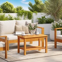 Solid Acacia Wood Side Table Brown Accent Coffee Table Garden Patio Indoor