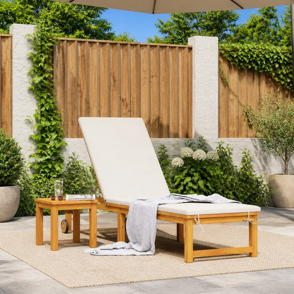 Sun Lounger Reclining Chair Outdoor Garden Patio Lounge Seat Brown Acacia Wood
