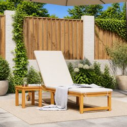 Sun Lounger Reclining Chair Outdoor Garden Patio Lounge Seat Brown Acacia Wood