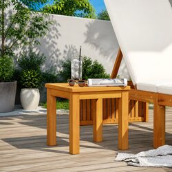 Side Table Square Solid Acacia Wood Garden Patio Outdoor Indoor 35x35x34cm Brown