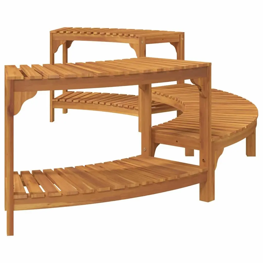 Hot Tub Surround Half-Round Acacia Wood Brown Outdoor Spa Deck 252x112x55.5cm