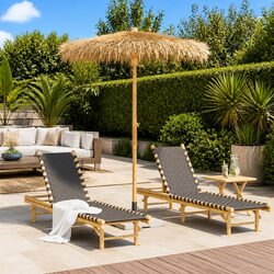 Tiki Umbrella Banana Leaf Canopy 180cm Bamboo Outdoor Garden Patio Shade
