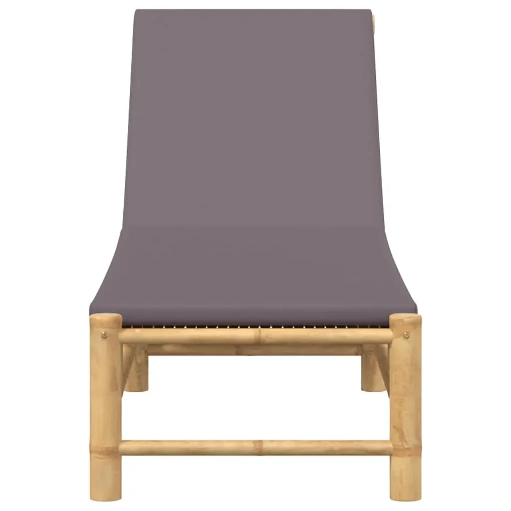 Sun Lounger Bamboo Adjustable Backrest Cushion Outdoor Garden Patio Chair Brown