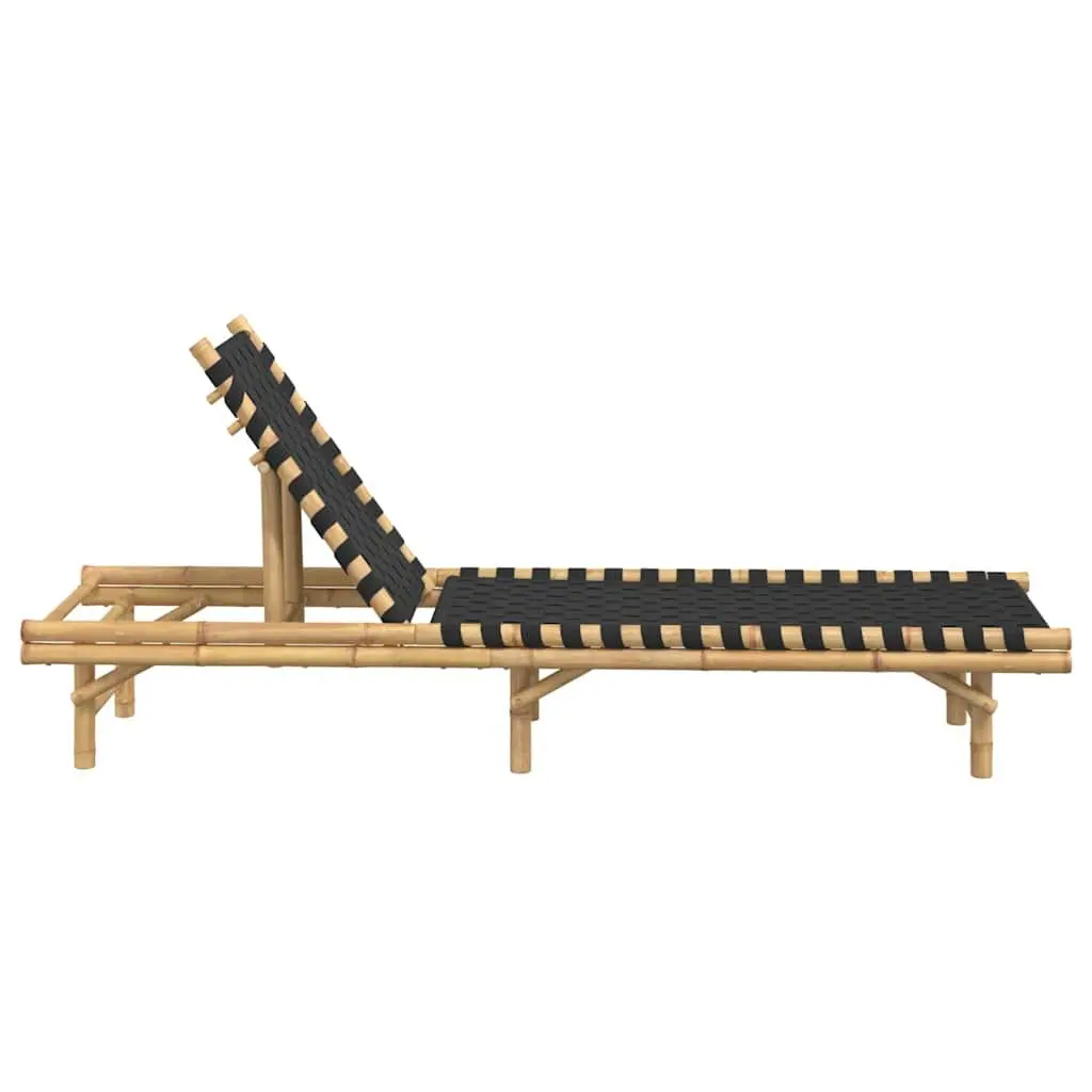 Sun Lounger Adjustable Backrest Bamboo Frame Brown