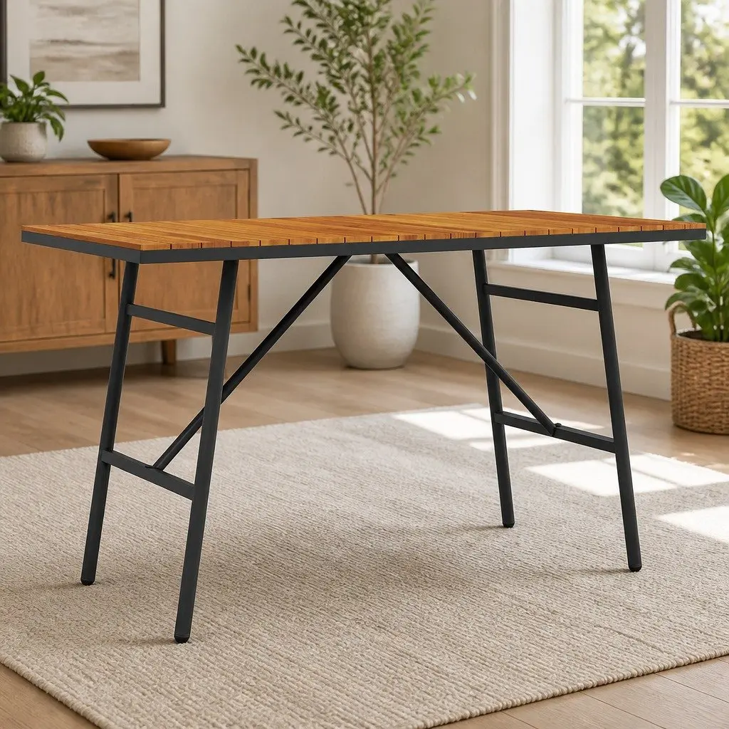 Dining Table Solid Acacia Wood Brown 110x55x61.5cm Modern Indoor Outdoor