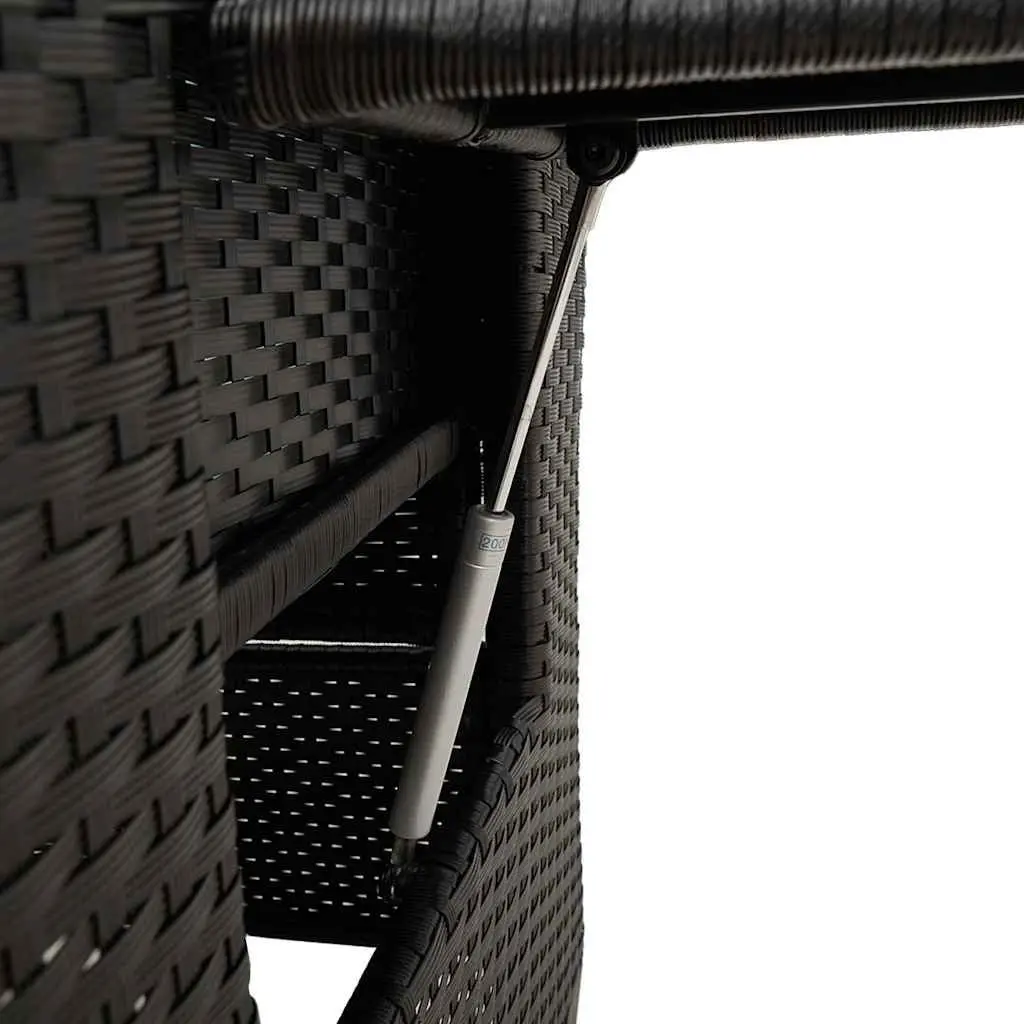 Reclining Garden Chair with Adjustable Backrest and Foldable Side Table Black Poly Rattan