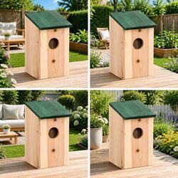 Wooden Bird House Nesting Box Garden Shelter Birdhouse Set of 4 Pieces