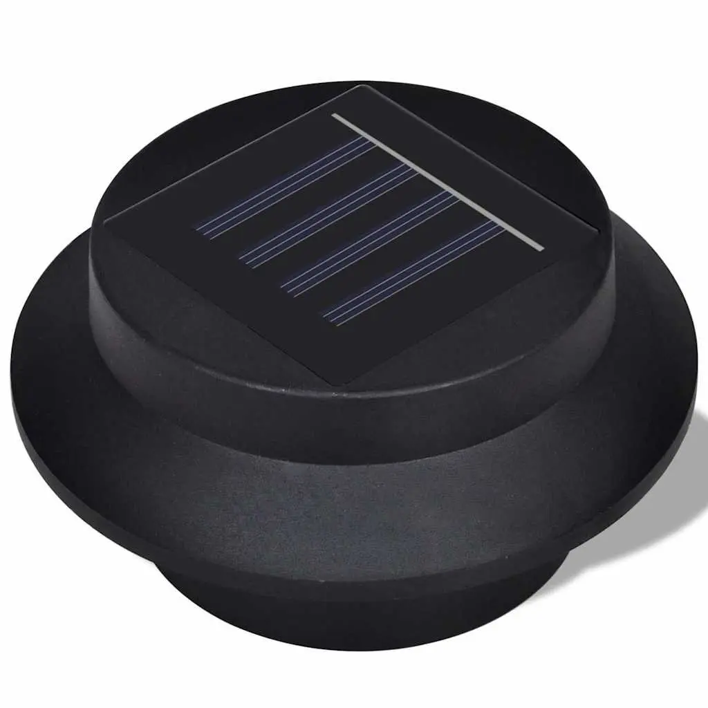 Solar Fence Light Set LED Outdoor Black Automatic Dusk to Dawn 6 Piece