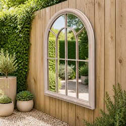 Rustic Arch Garden Mirror 69 x 89 cm Indoor Outdoor Decor Reflection Feature
