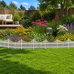 White Garden Lawn Divider Border Edging 17 Pieces 10m Decorative Fence Partition
