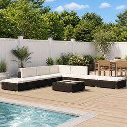 Garden Lounge Set 8 Piece Outdoor Furniture Poly Rattan Black Patio Seating
