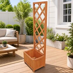 Trellis Planter 40x30x135cm Brown Wood Outdoor Garden Flower Box with Climbing