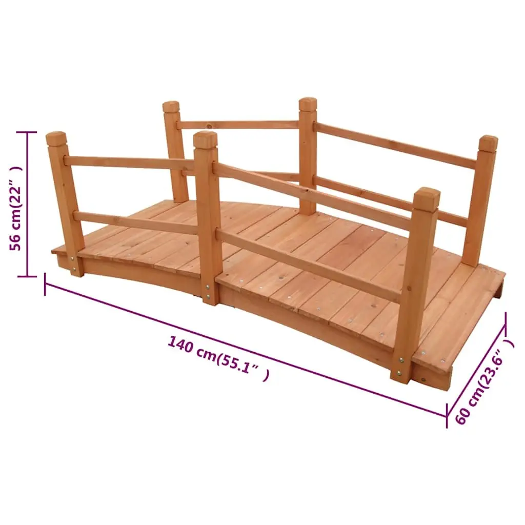 Garden Bridge 140cm Outdoor Wooden Decorative Structure with Double Handrails