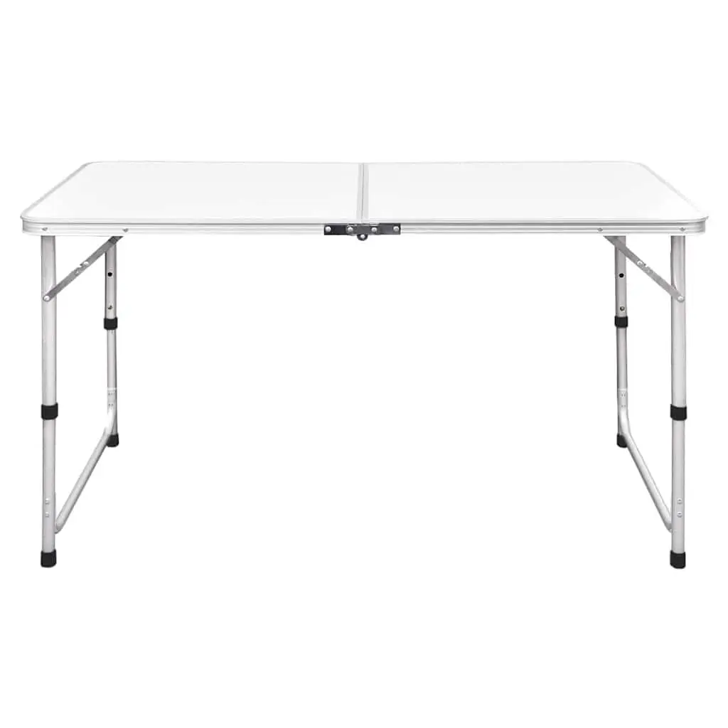 Foldable Camping Table Height Adjustable Metal Frame MDF Top 120 x 60 cm White