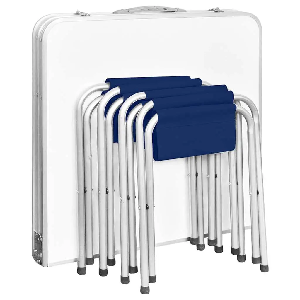 Foldable Camping Table Set 4 Stools Height Adjustable Portable Outdoor Picnic