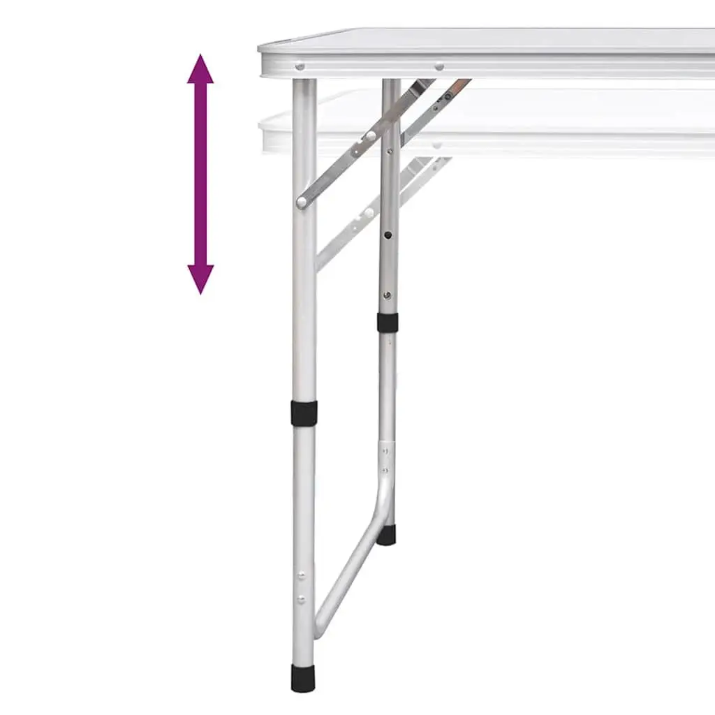 Foldable Camping Table Set with 6 Stools Height Adjustable Outdoor Picnic Garden