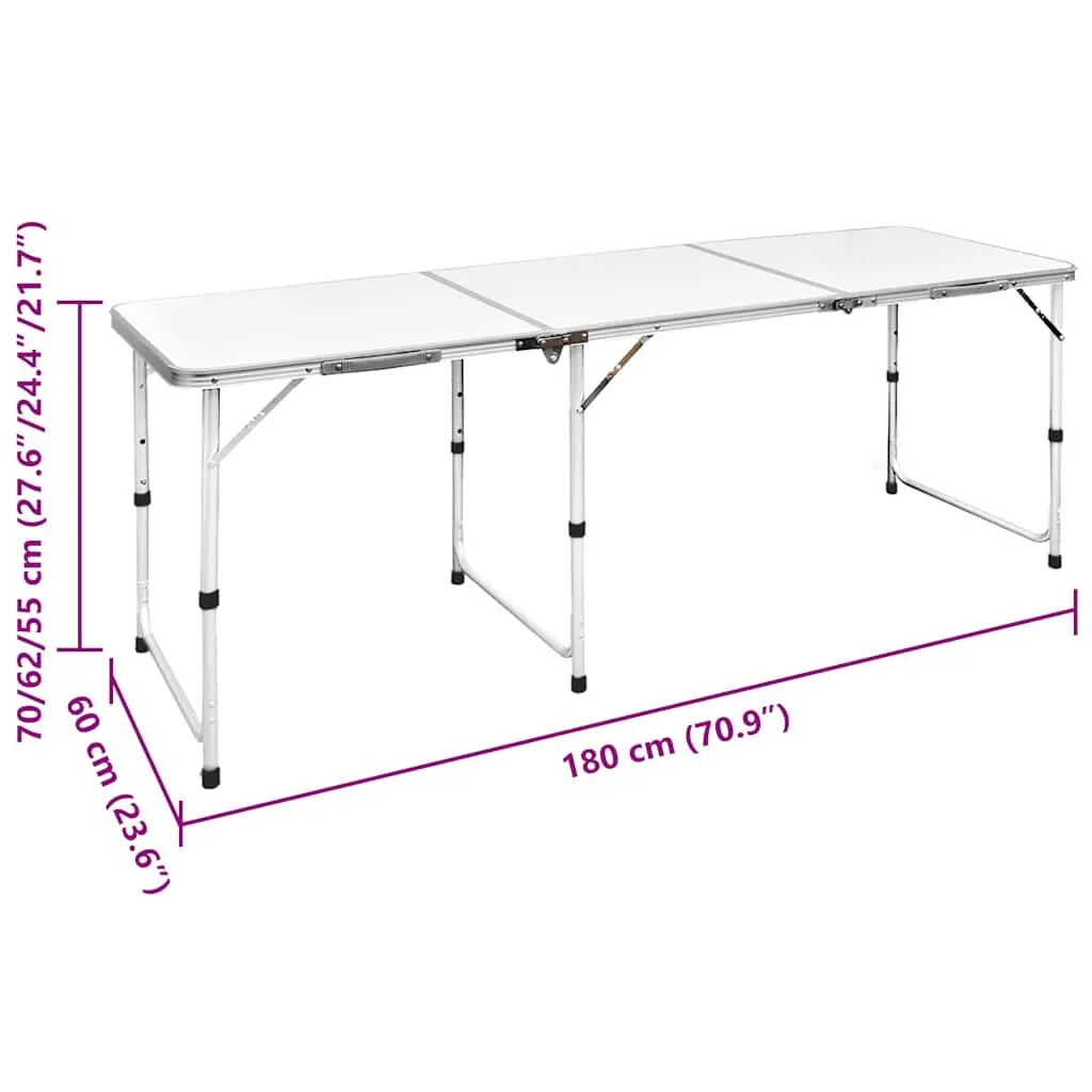 Foldable Camping Table Set with 6 Stools Height Adjustable Outdoor Picnic Garden