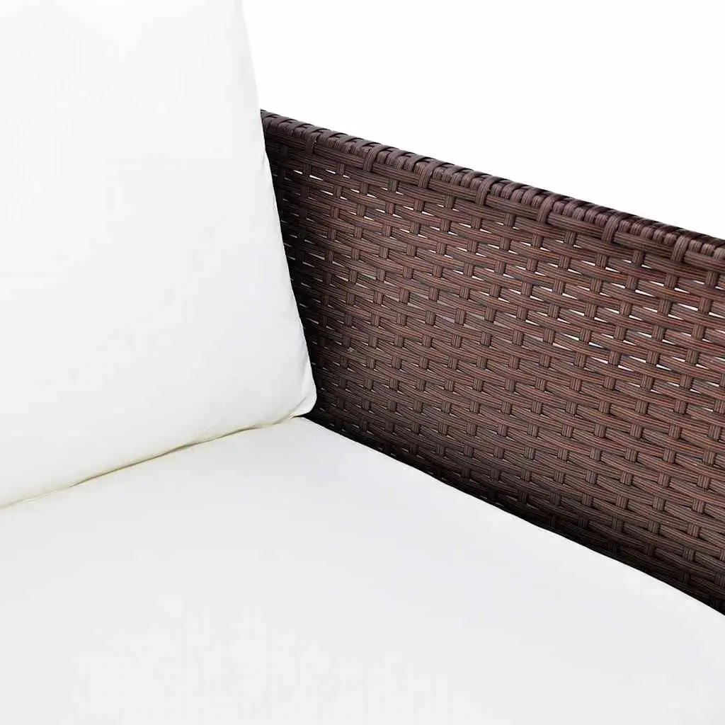 3 Piece Outdoor Lounge Set Weather-resistant PE Rattan Brown