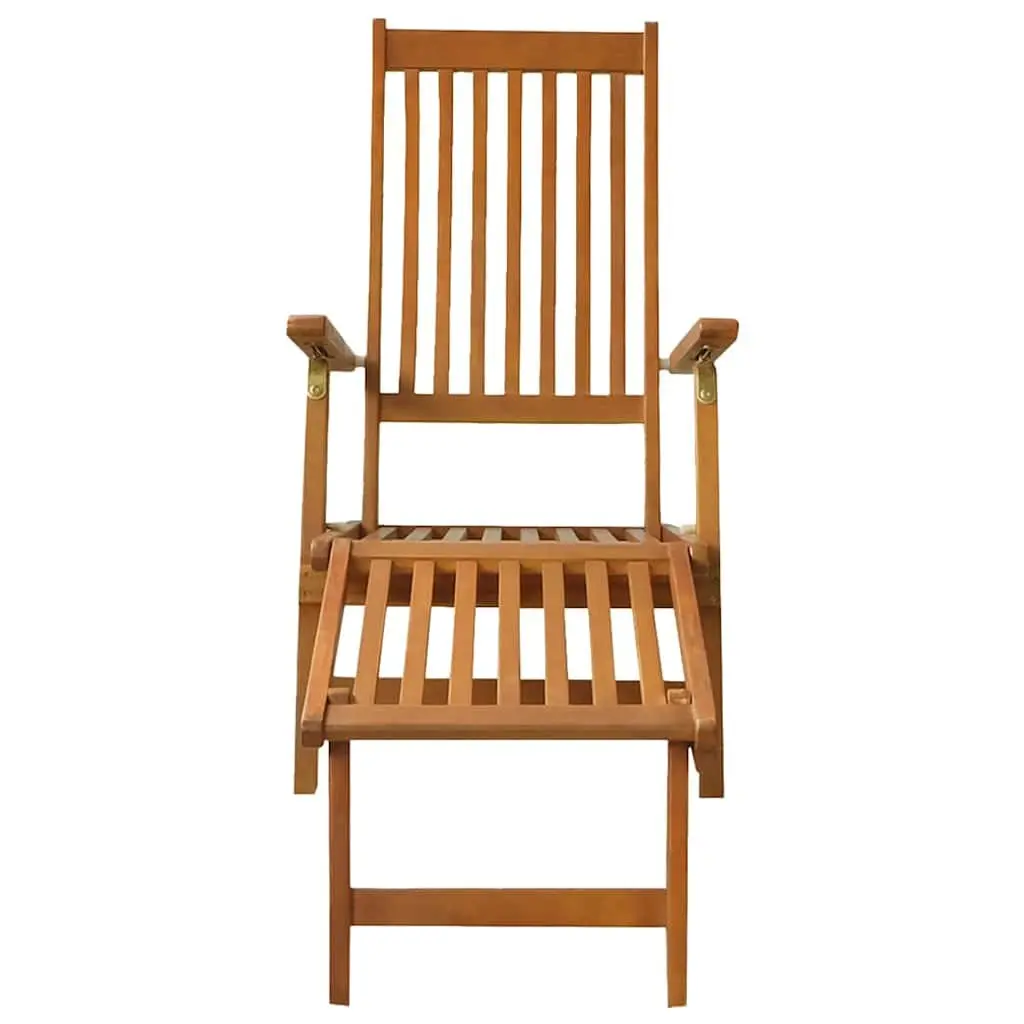 Outdoor Sun Lounger Adjustable 5-Position Acacia Wood Garden Chair Brown