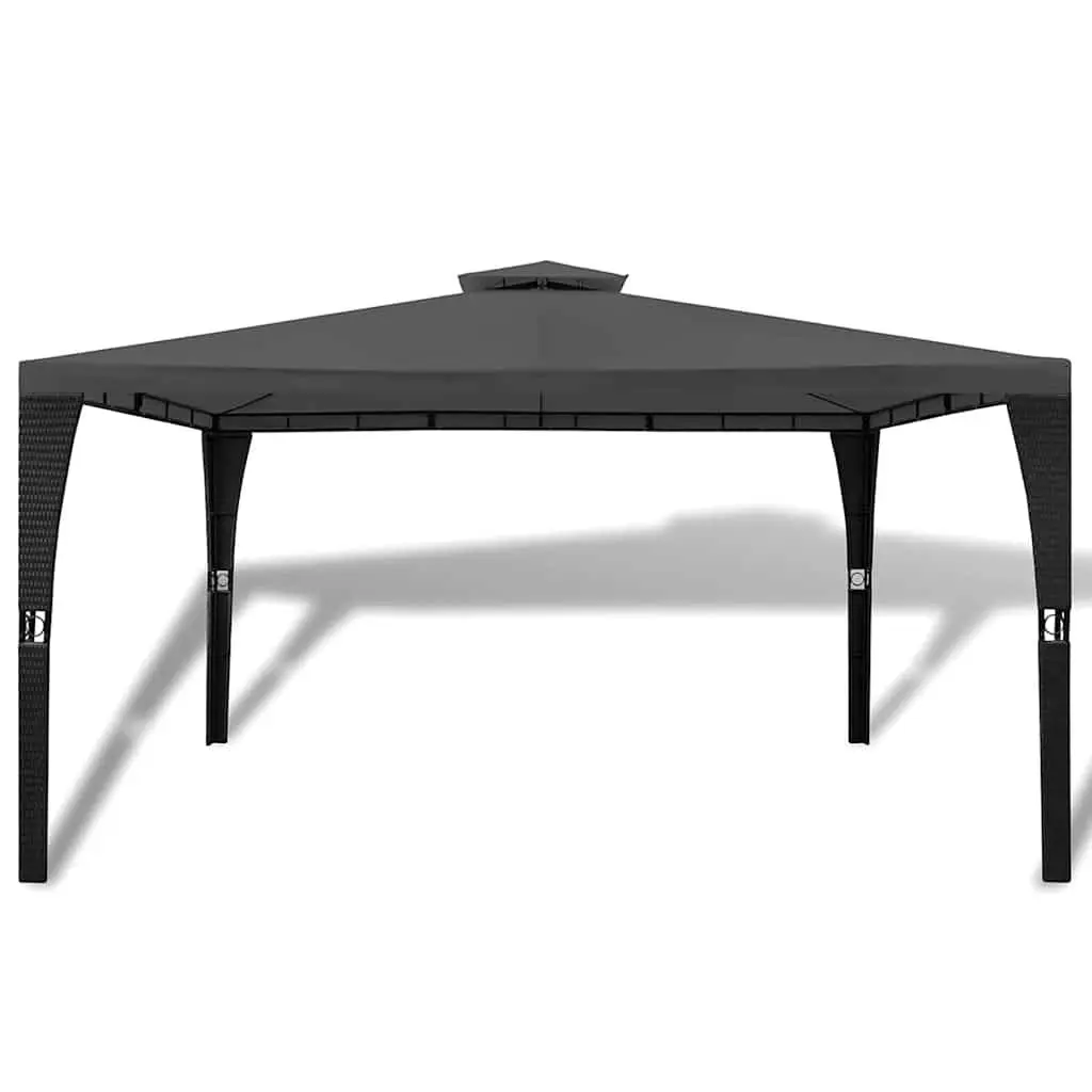Outdoor Garden Gazebo 3x4m Poly Rattan Wicker Canopy Sunshade Pavilion Grey Roof