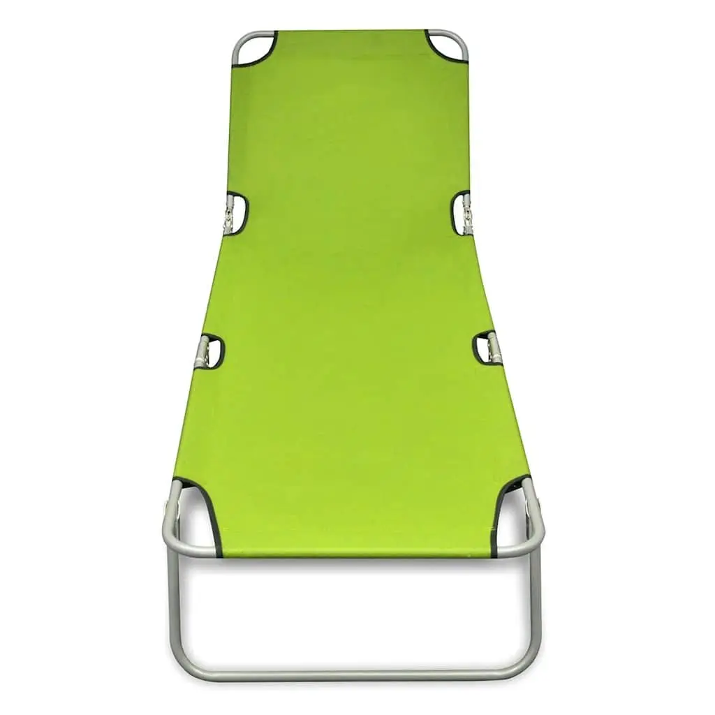 Sun Lounger Adjustable Backrest Foldable Green Powder-coated Steel