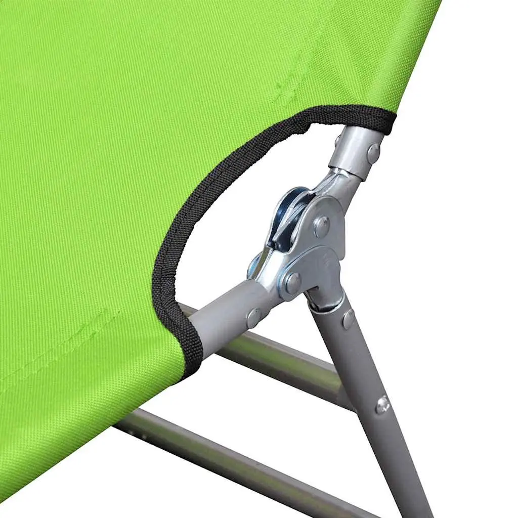 Sun Lounger Adjustable Backrest Foldable Green Powder-coated Steel
