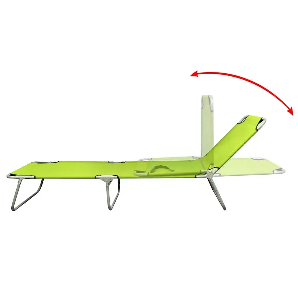 Sun Lounger Adjustable Backrest Foldable Green Powder-coated Steel