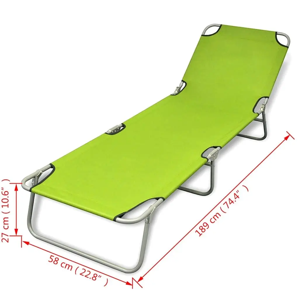 Sun Lounger Adjustable Backrest Foldable Green Powder-coated Steel