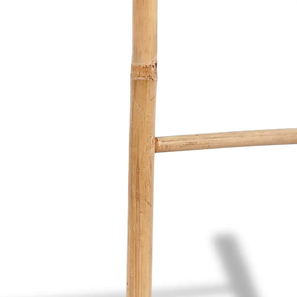 Bamboo Towel Ladder Free Standing 6 Rungs Brown Bathroom Storage Rack Home Decor