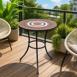 Mosaic Bistro Table 60cm Outdoor Garden Balcony Coffee Ceramic Top Iron Frame