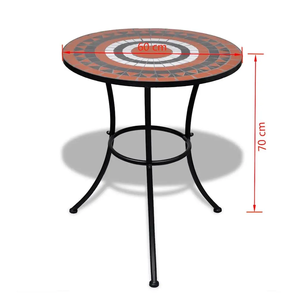 Mosaic Bistro Table Ceramic Top 60cm Outdoor Garden Iron Frame White Terracotta