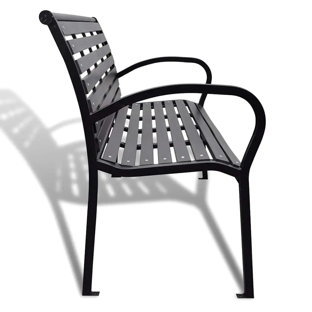 Outdoor Garden Bench 120cm Black Steel Frame WPC Slats Seating 3-Person