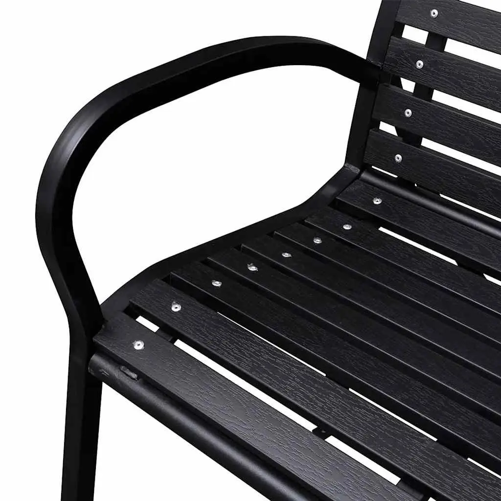 Outdoor Garden Bench 120cm Black Steel Frame WPC Slats Seating 3-Person