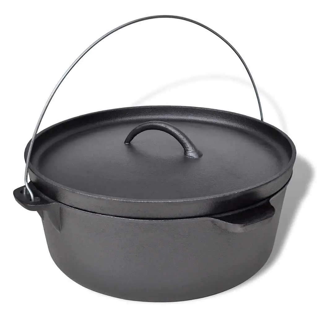 Dutch Oven 11.3L Capacity Heavy-duty Cookware with Lid Lifter Stand and Carrying Bag Black