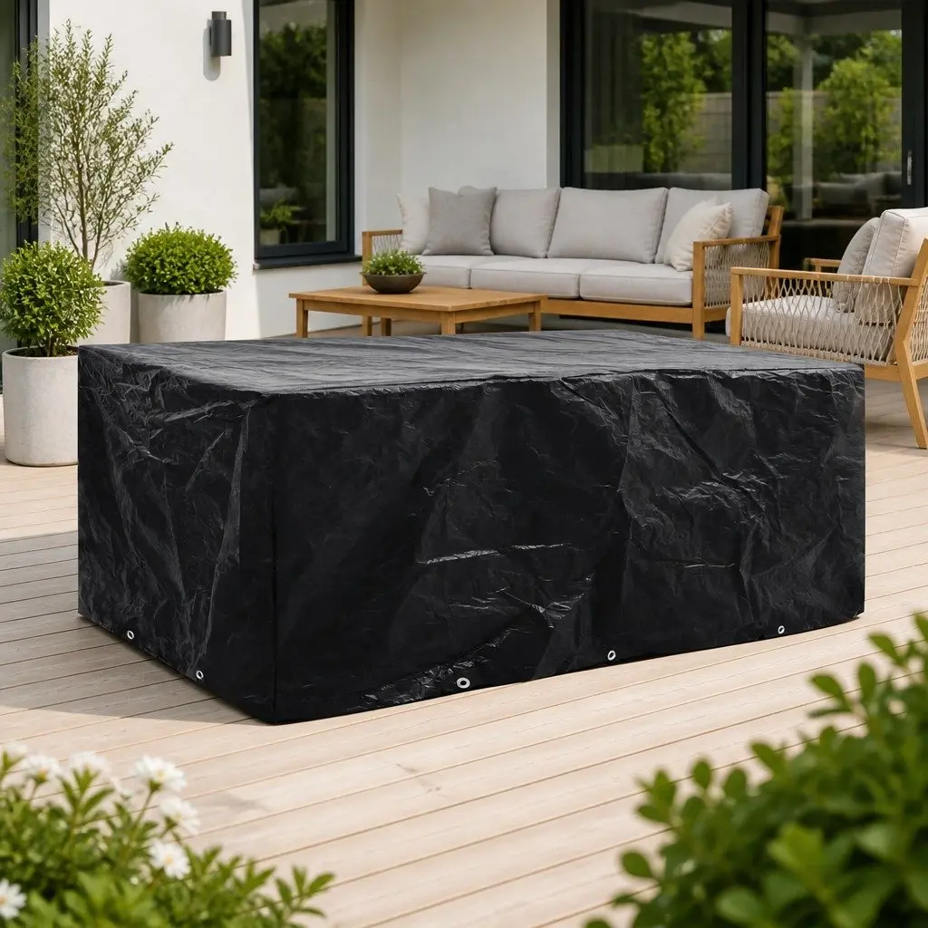 Garden Furniture Cover Waterproof UV-Resistant 229x113x73cm Black Polyethylene