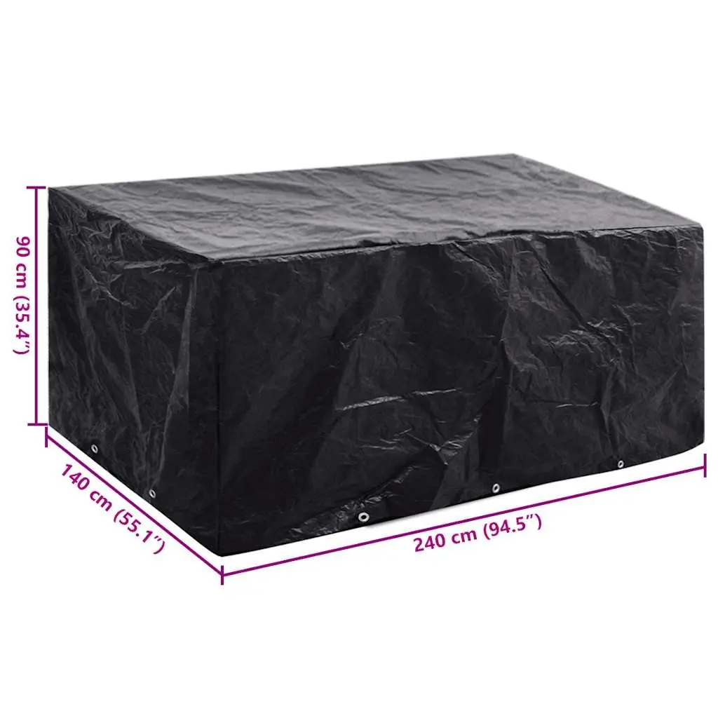 Garden Furniture Cover Durable Water-resistant Tear-resistant 240x140x90cm Black Polyethylene