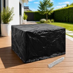 Garden Furniture Cover Black Outdoor Protector 135x135x90cm 8 Eyelets Rope