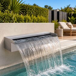 Rectangular Waterfall Pool Fountain 45cm Silver Stainless Steel Water Feature