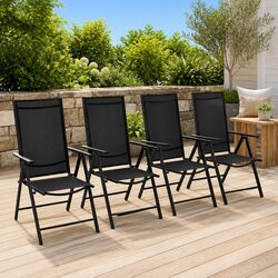 Outdoor Folding Chairs Set 4 pcs Black Garden Patio Seating Lightweight Portable