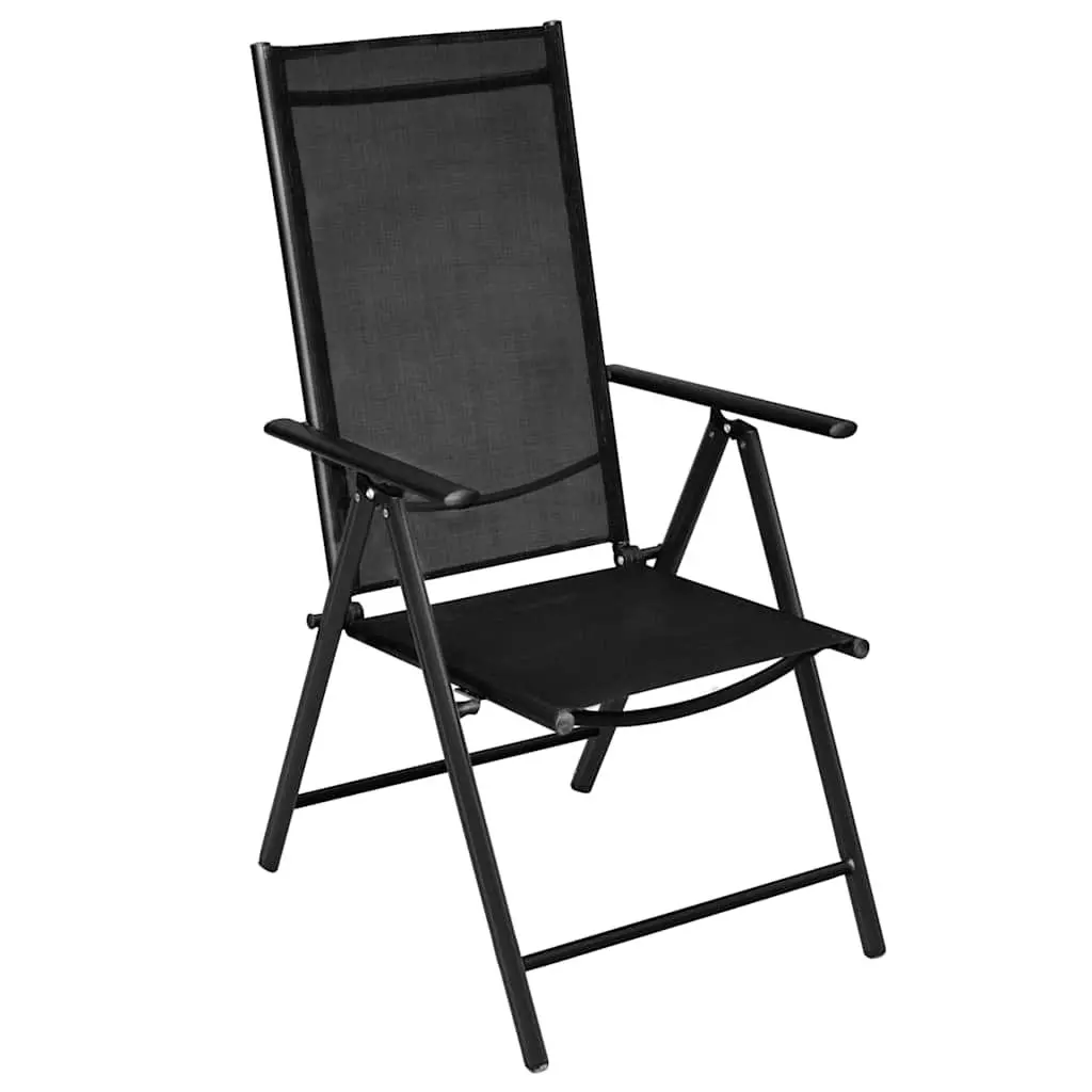 Folding Garden Chairs Set 4 Piece Adjustable Backrest Lightweight Portable Black