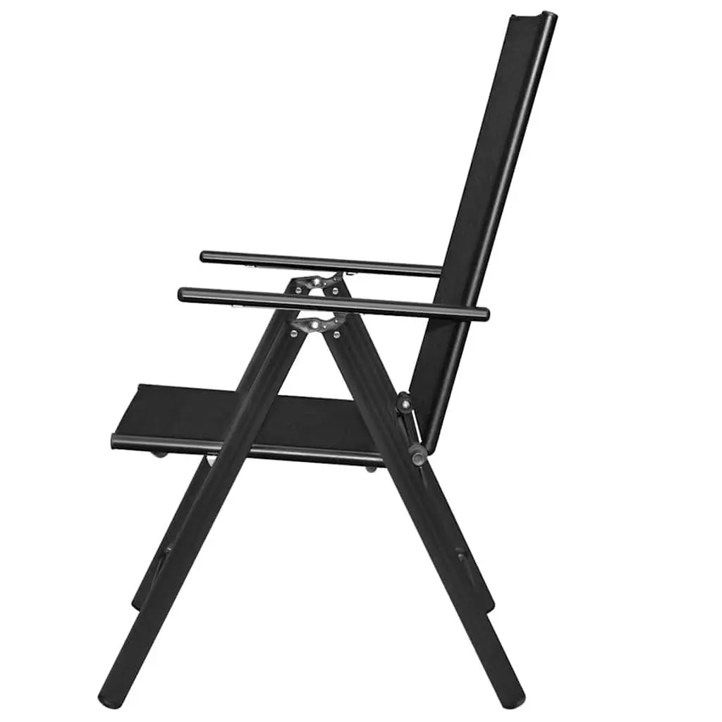 Folding Garden Chairs Set 4 Piece Adjustable Backrest Lightweight Portable Black