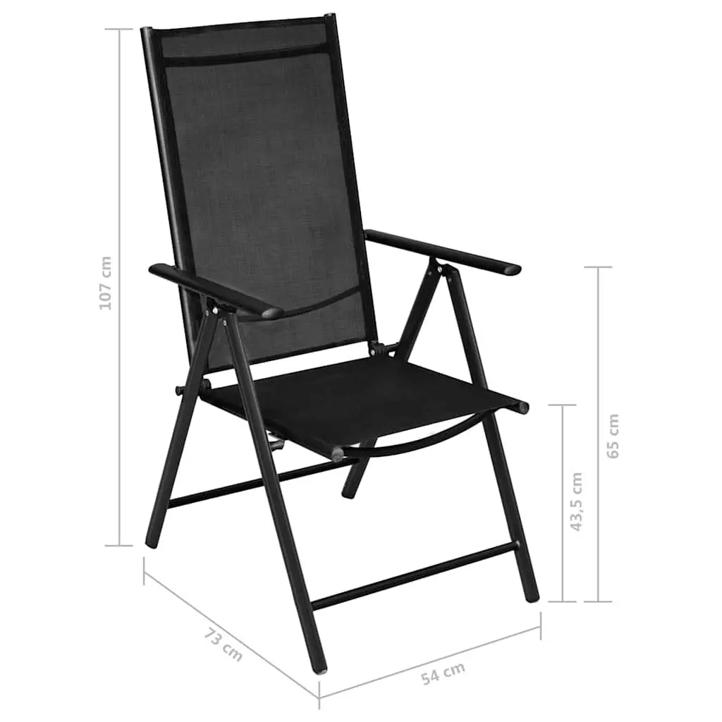 Folding Garden Chairs Set 4 Piece Adjustable Backrest Lightweight Portable Black