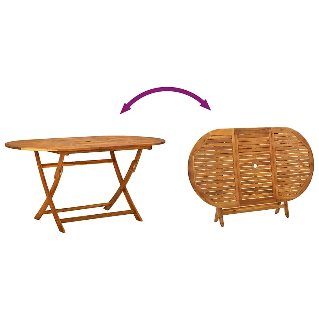 Outdoor Dining Set 7 Piece Acacia Wood Table Folding Chairs Garden Patio
