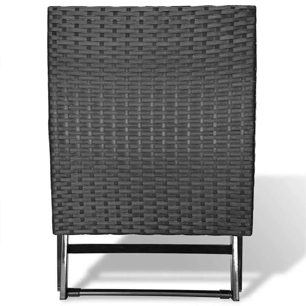 Folding Stool Lightweight Portable Black PE Rattan Seat