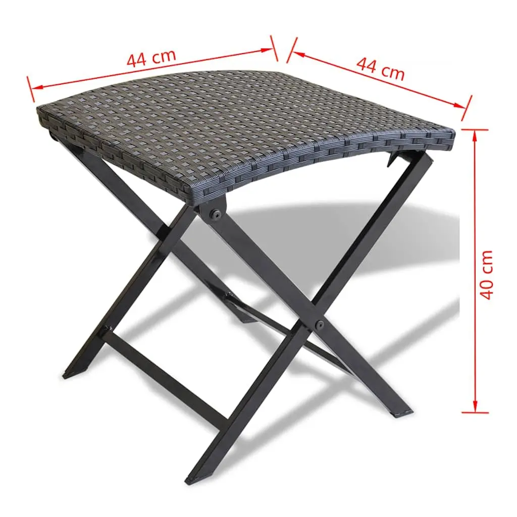 Folding Stool Lightweight Portable Black PE Rattan Seat