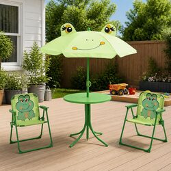 Kids Garden Bistro Set 3 Piece Outdoor Furniture Table Chairs Parasol Green