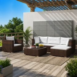 Garden Lounge Set 6 Piece Outdoor Furniture Patio Rattan Sofa with Cushions